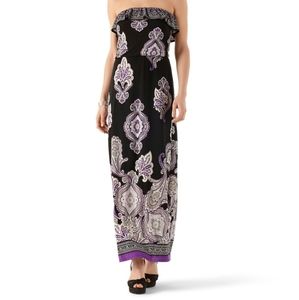 White House Black Market Black Purple Paisley Maxi